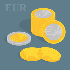 Euro coins. Vector illustration.