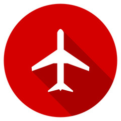 Flat design red round plane vector icon