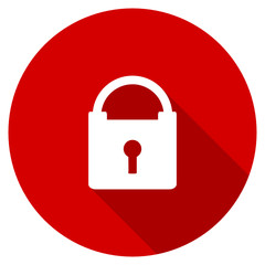 Flat design red round security vector icon