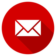 Red round flat mail vector icon