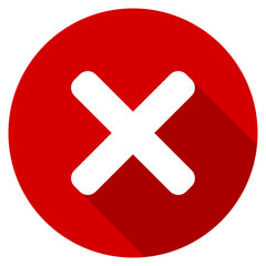 Red round flat cancel vector icon