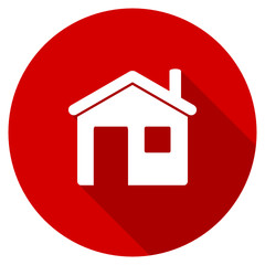 Red round flat house vector icon