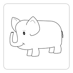 Contours of funny standing cartoon elephant. Vector illustration.
