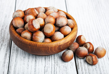 Bowl with hazelnuts