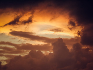 Fototapeta premium Fiery orange sunset. Beautiful sky.