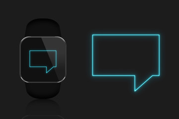 Luxury Smartwatch with Beautiful Blue Light Message Icon