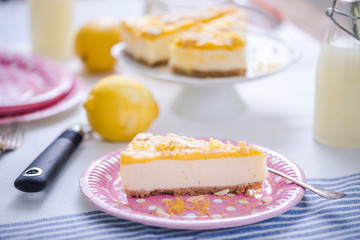 slice of lemon cheesecake