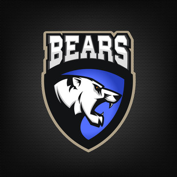 White bears.  sport team emblem.