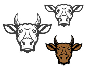 Set of cow heads.