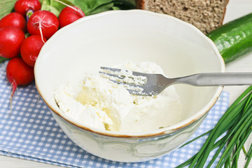 Cottage cheese in a bowl