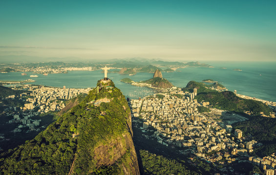 Aerial view of Botafogo Bay and Sugar Loaf Mountain, Rio De Janeiro