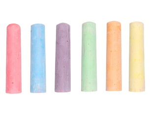 chalks in variety of colors isolated on white background, with clipping path