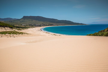Sanddüne von Bolonia Strand, Provinz Cadiz, Andalusien, Spanien