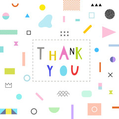 Thank You card with geometric elements background. Vector