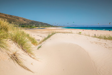 Valdevaqueros beach in spain with africa at horizon