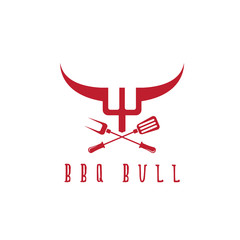 bull BBQ rustic concept vector design template
