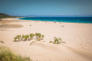 Valdevaqueros beach in spain with africa at horizon