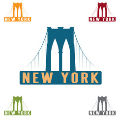 Brooklyn Bridge in New York city vector design template