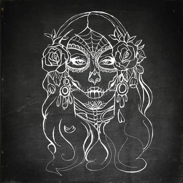 Skull girl illustration