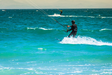 flying kiter in Tarifa