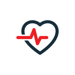 cardiology wave monitor heart icon black on white background