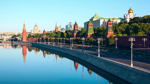 Moscow Kremlin at dawn.Hyper Lapse. UHD 4K 3840x2160. 30fps.