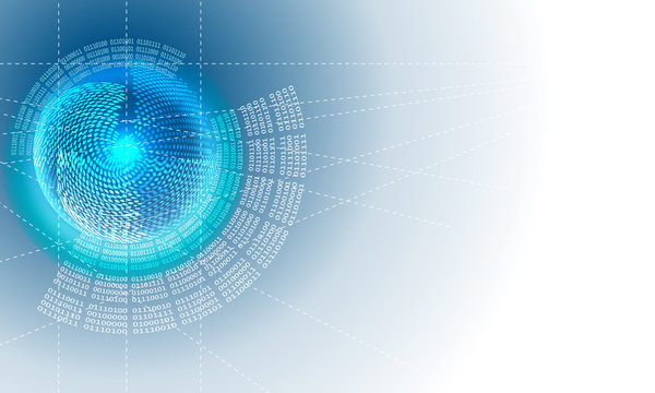 Vector abstract background with circular binary code