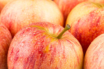 Wet apples with water drops