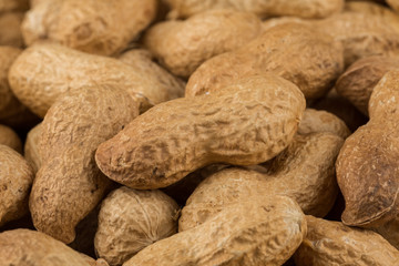 Pile of peanuts shells close up