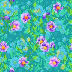 Fototapeta na wymiar Seamless floral pattern background, flowers ornament wallpaper I