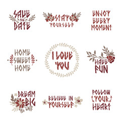 Set of nordic style lettering quotes