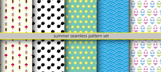 Summer seamless pattern set