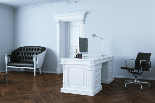 Classic elegant office interior design. 3d render