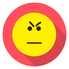 Emoticon angry face. Angry emoji. Isolated vector illustration on white background. Emoji longshadow icon.