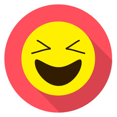 Emoticon laughing face. Laughing emoji. Isolated vector illustration on white background. Emoji longshadow icon.