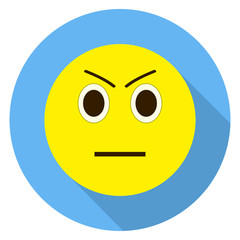 Emoticon angry face. Angry emoji. Isolated vector illustration on white background. Emoji longshadow icon.