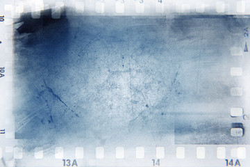 Blue film strip frames movie background