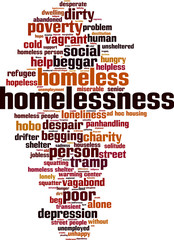 Homelessness word cloud concept. Vector illustration