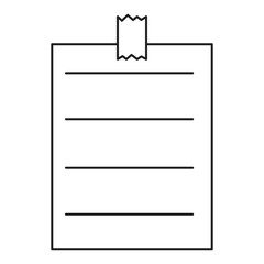 Vector isolated line icon sheet paper with adhesive tape.