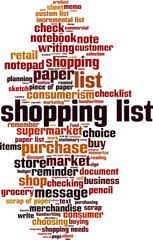 Obraz premium Shopping list word cloud concept. Vector illustration