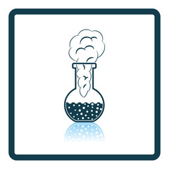 Icon of chemistry bulb with reaction inside