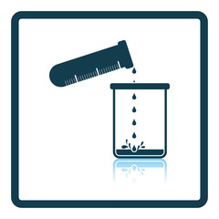 Icon of chemistry beaker pour liquid in flask