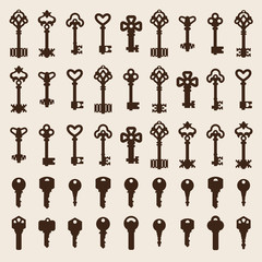 Vintage key vector isolated icon