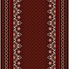 Obraz premium Vintage ornate seamless border on dark red background.