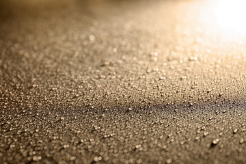Drops on table, macro view