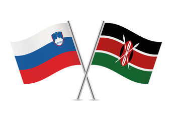 Slovenian and Kenyan flags. Vector illustration.