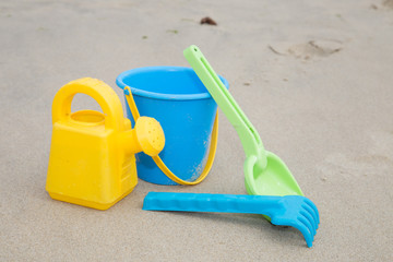 Beach toys in the sand at the beach