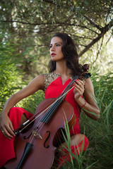  stylish woman  with cello