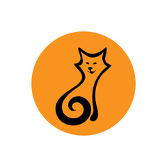 VECTOR SIMPLIFIED FIGURE CAT. Linear graph. It can be used for zoo theme logo an element of the site design