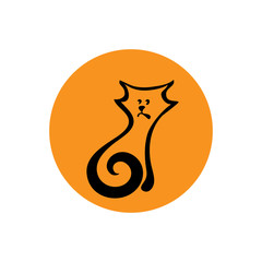 VECTOR SIMPLIFIED FIGURE CAT. Linear graph. It can be used for zoo theme logo an element of the site design